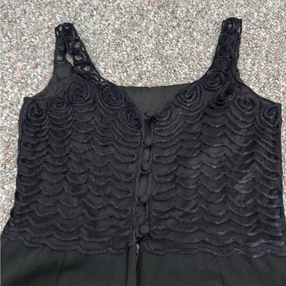 Jessica McClintock Black Sleeveless Lace Whimsical Goth  Grunge Vintage Dress - Picture 7 of 10